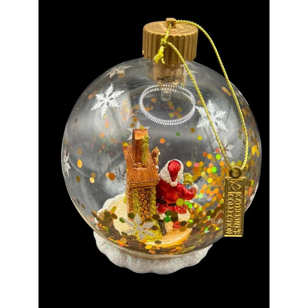 Katherine’s Collection Santa Fireplace Glass Light-up Dome Diarama Lrg.Ornament - Picture 4 of 7